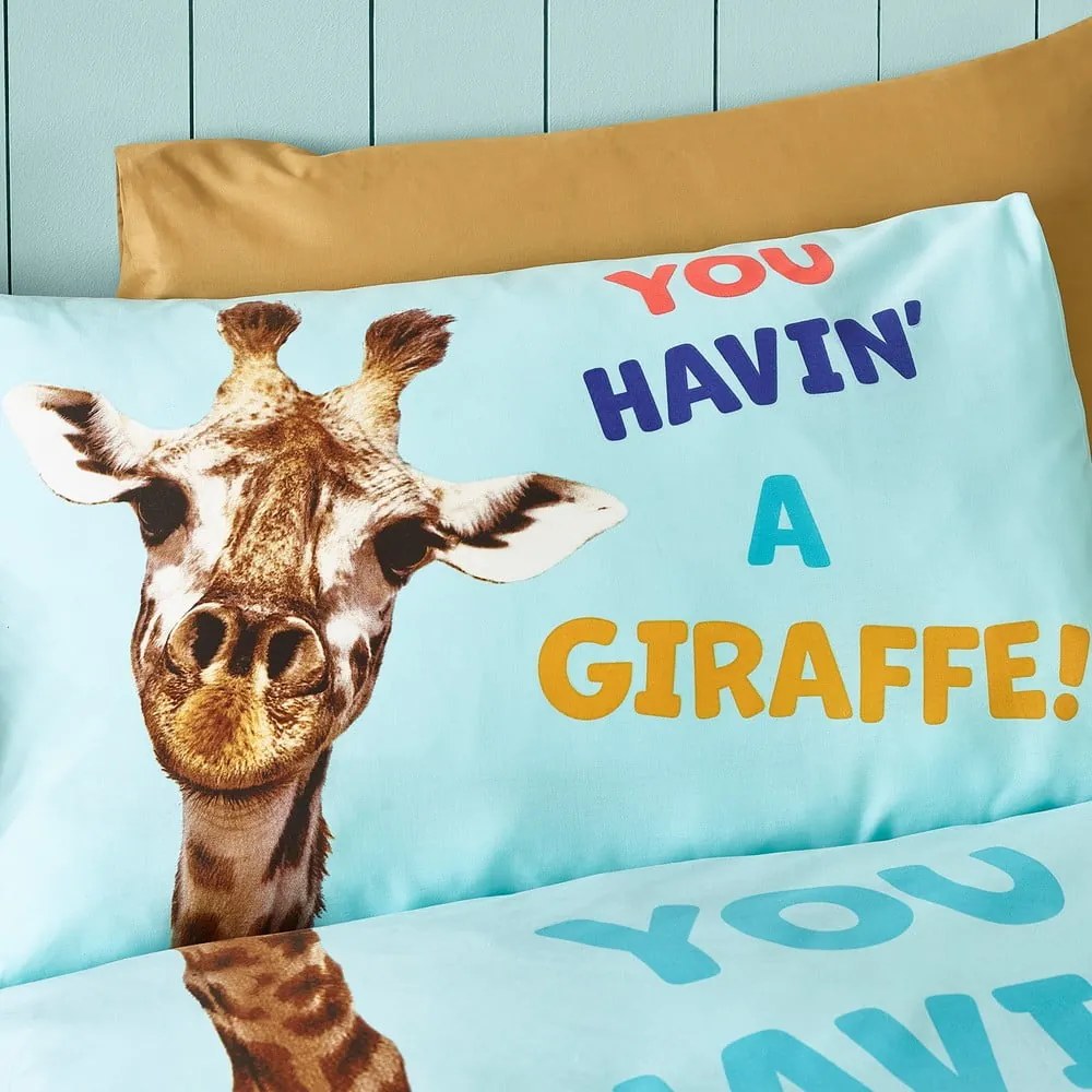 Turkusowa pościel dziecięca dwuosobowa 200x200 cm Havin A Giraffe – Catherine Lansfield
