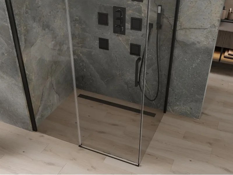 Mexen Omega kabina prysznicowa rozsuwana 100 x 80 cm, transparent, czarna - 825-100-080-70-00