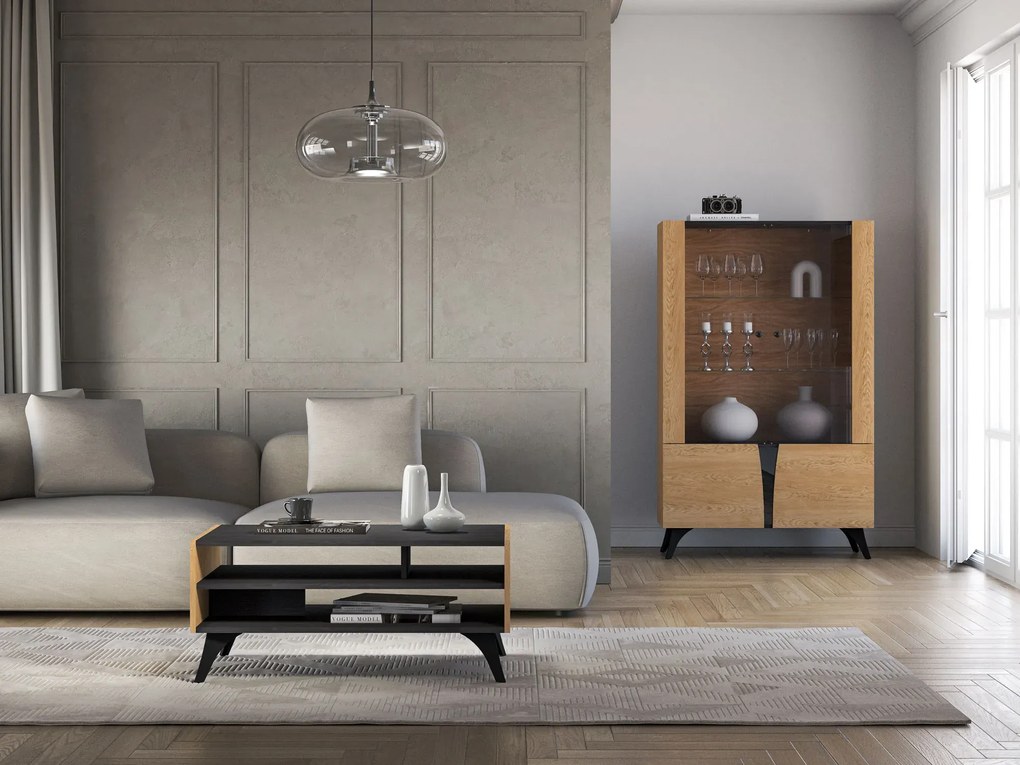 Stolik kawowy HESTIA 90x60cm dąb/czarny ML MEBLE