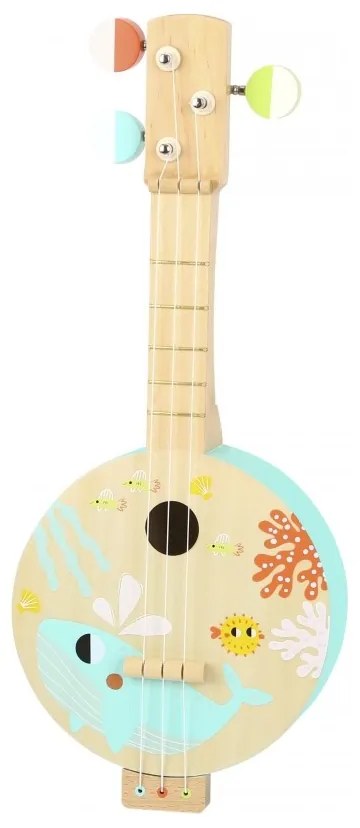 Tooky toy drewniane banjo nauka gry dla dzieci z motywem morza