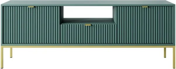 NAYA Szafka RTV 154 zielona (LABRADOR) | złoty stelaż