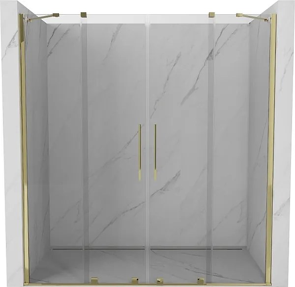 Mexen Velar Duo drzwi prysznicowe rozsuwane 180 cm, transparent, złote - 871-180-000-02-50