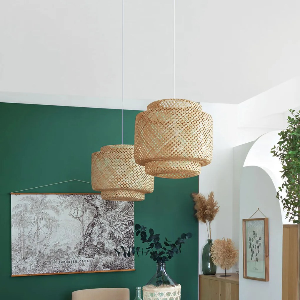 Lampa wisząca LIBY z ażurowym kloszem z bambusa, Ø 40 cm