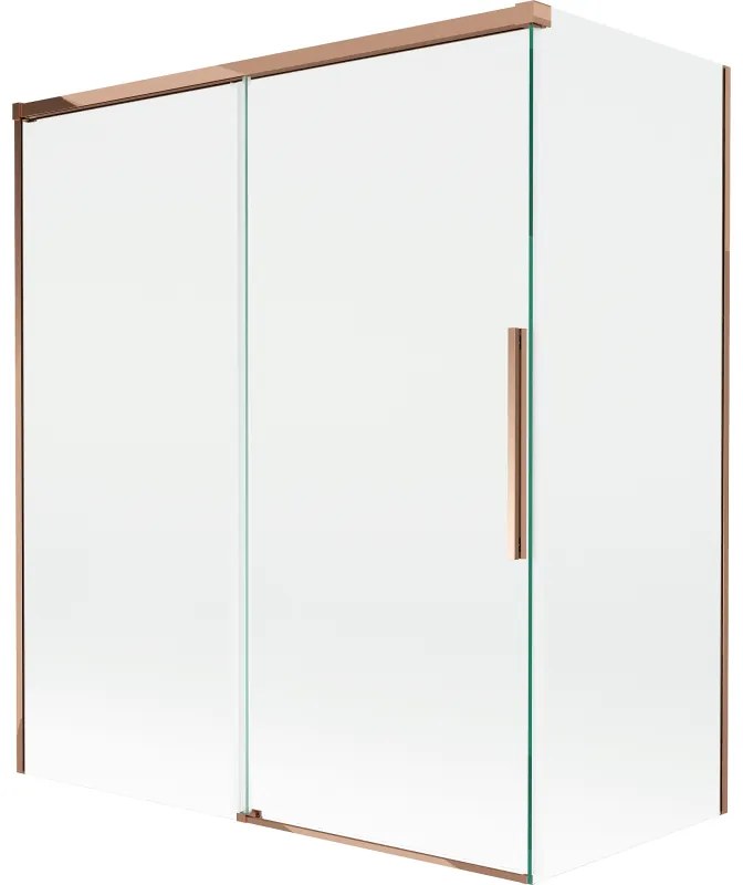 Mexen Rox parawan nawannowy 2-skrzydłowy rozsuwany 140 + 70 x 150 cm, transparent, różowe złoto - 8C9-140-070-60-00