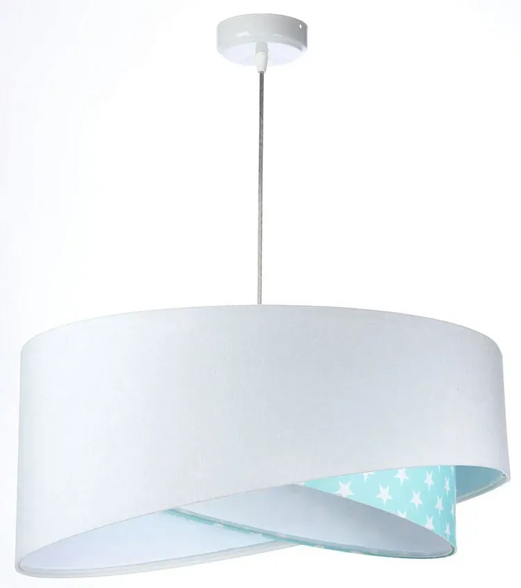 Biało-miętowa lampa wisząca welurowa - EX1000 A0-M00