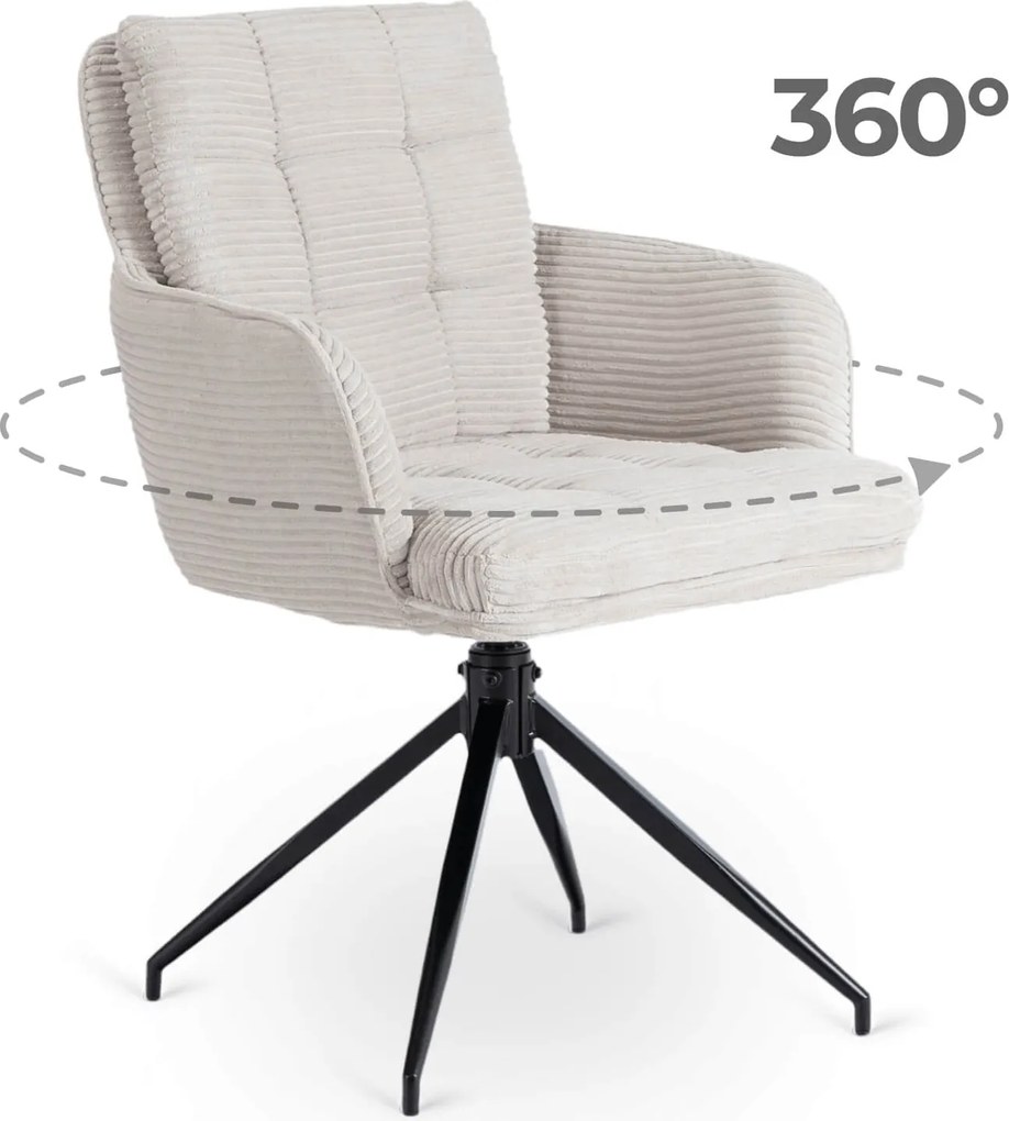 Krzesło Tapicerowane Obrotowe do Salonu AKITA Szare Sztruksowe Nowoczesne