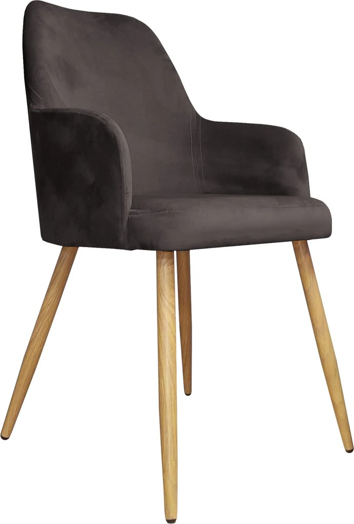 Krzesło WESTA tkanina Welur noga metalowa elegancki styl loftowy : Kolor nogi - Dąb stożek, Kolor tkaniny - VELVET - MG05, Typ siedziska - Siedzisko stałe