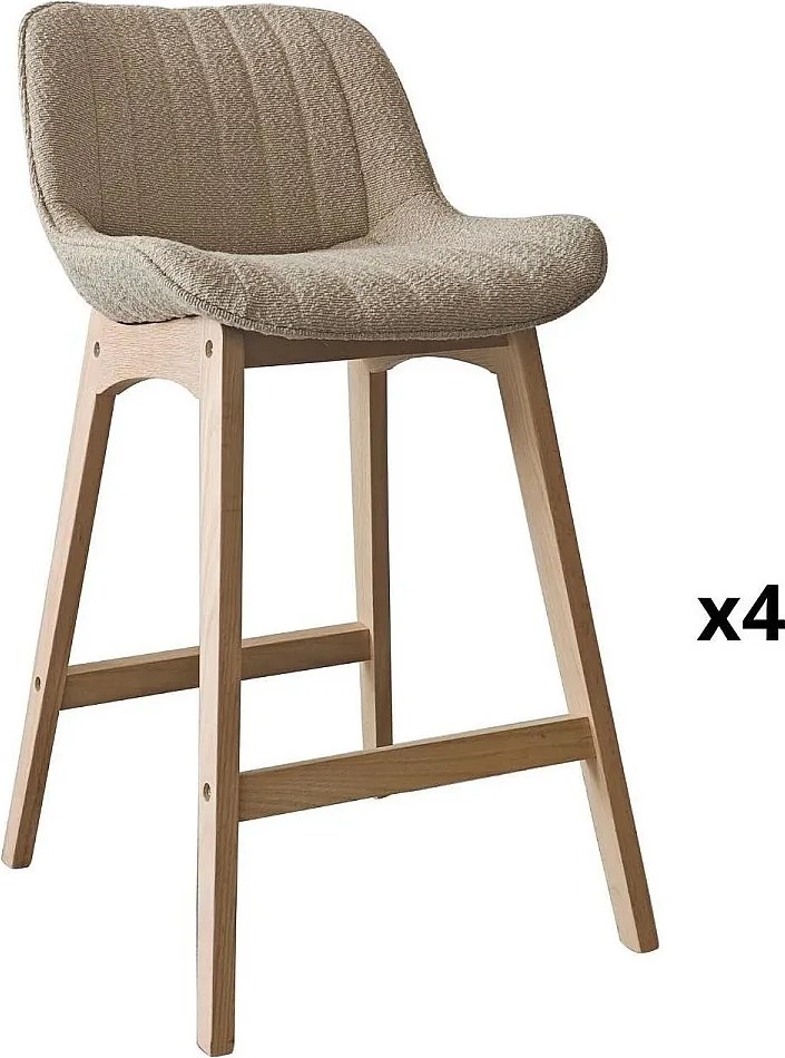 Komplet dębowych krzeseł wyspowych i barowych z siedziskiem z tkaniny frotte MILK o szerokości 65 cm