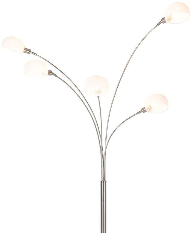 Designerska lampa podłogowa stalowa z opalem 5-światłowa - Sixties MarmoDesignerski Oswietlenie wewnetrzne