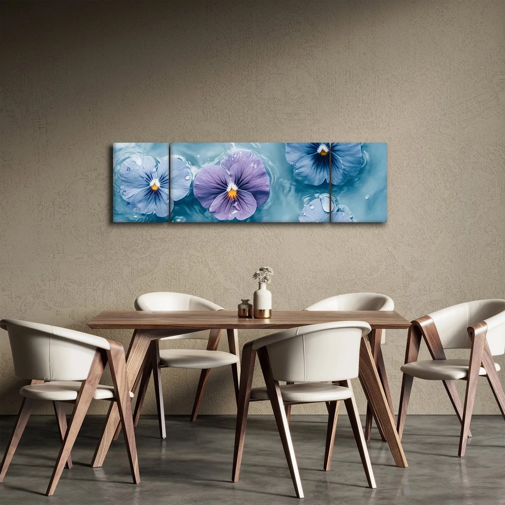Obraz - Fiołki w wodzie (170x50 cm)