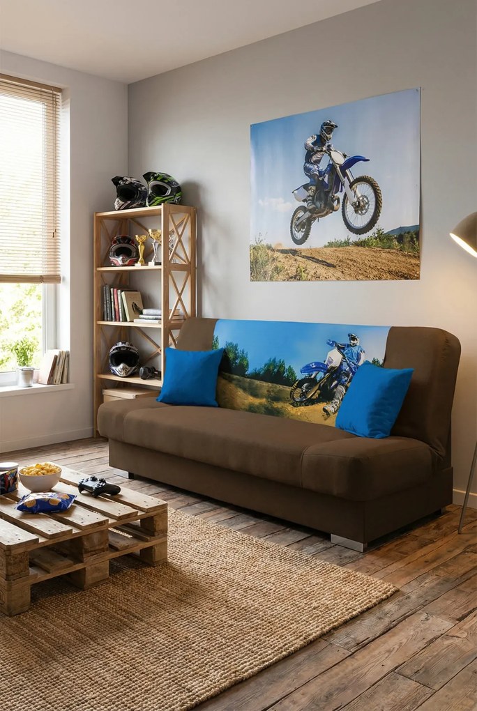 Brązowa rozkładana wersalka z quadem K6-D38