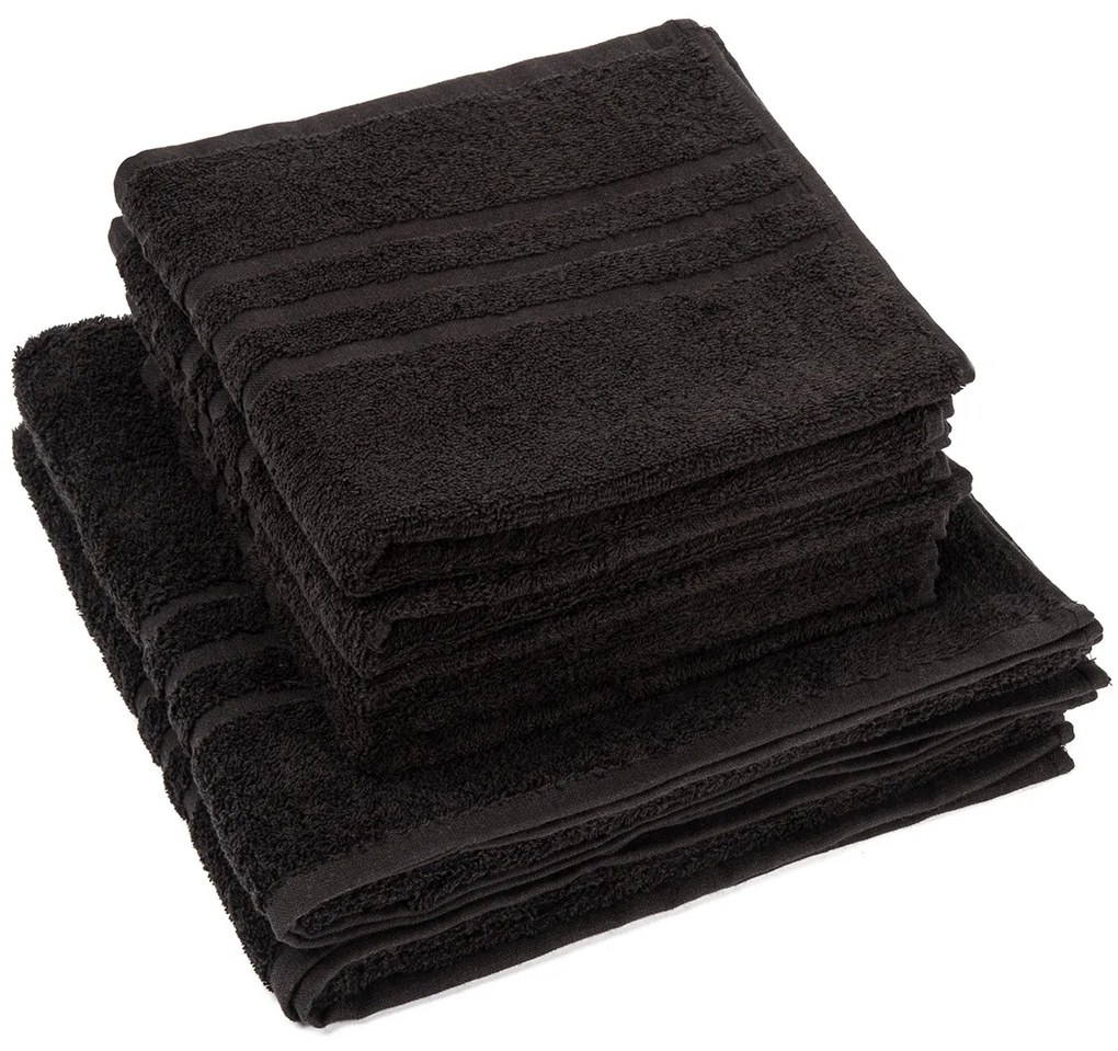 Zestaw ręczników „Classic” czarny, 4 szt. 50 x 100 cm, 2 szt. 70 x 140 cm, 4 szt. 50 x 100 cm, 2 szt. 70 x 140 cm