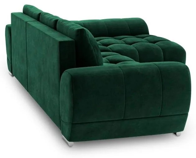 Butelkowozielony rozkładany narożnik z aksamitnym obiciem Windsor &amp; Co Sofas Nuage, prawostronny