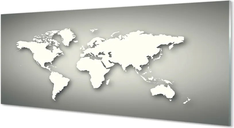 Panel szklany do Kuchni Minimalistyczna Biała Mapa na Szarym Tle