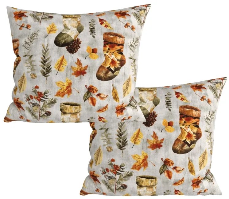Zestaw 2 sztuk dekoracyjnych poszewek na poduszki AUTUMN SOCKS 45x45 cm, kolorowa