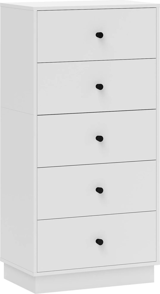 HOMCOM Komoda Sideboard z 5 szufladami z płyty wiórowej w nowoczesnym stylu 47 x 29 x 95 cm Biały