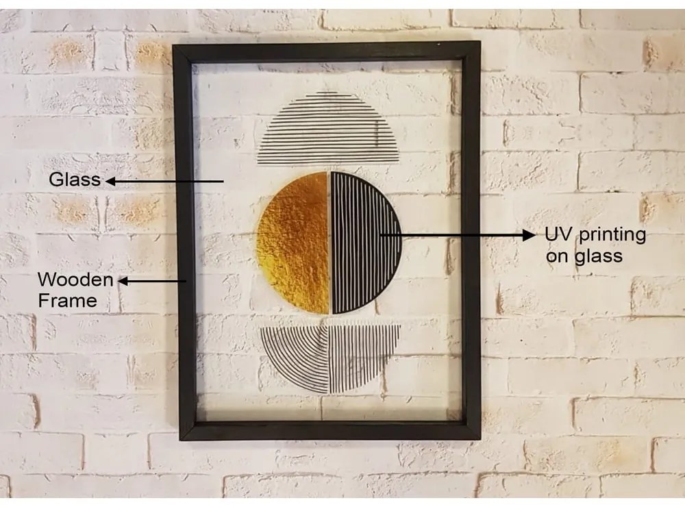 Szklany obraz w czarnej ramie Vavien Artwork Shapes II., 32x42 cm