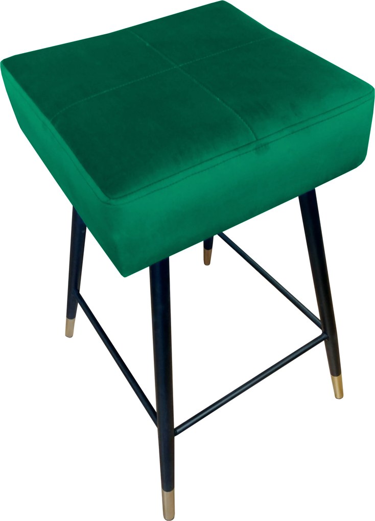 Hoker MAX krzesło barowe tkanina Welur podstawa metalowa : Kolor nogi - Czarno-złota stożek, Kolor tkaniny - VELVET - MG25, Typ siedziska - Siedzisko stałe