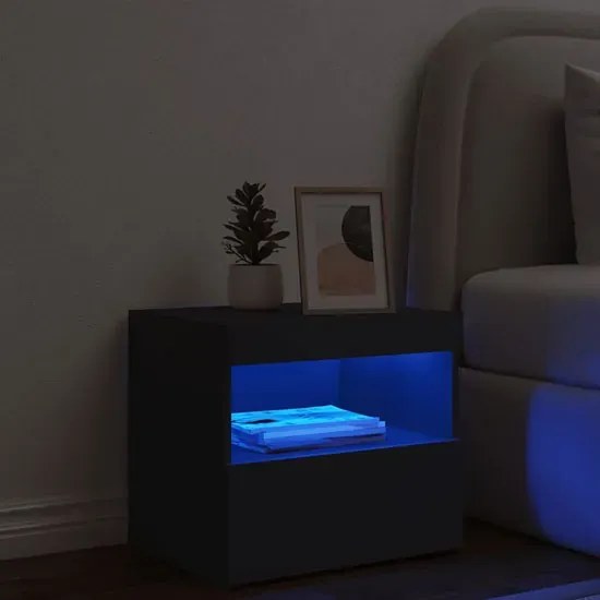 Czarna szafka nocna z podświetleniem LED - Ateno