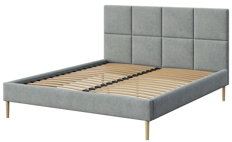 Szare tapicerowane łóżko dwuosobowe ze stelażem 140x200 cm Alano – MESONICA