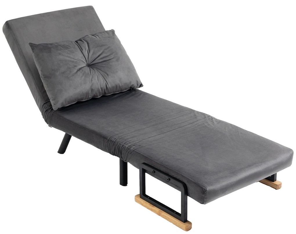 HOMCOM Rozkładana sofa z poduszkami stylowa i praktyczna obciążenie do 120 kg ciemnoszara | Aosom PL