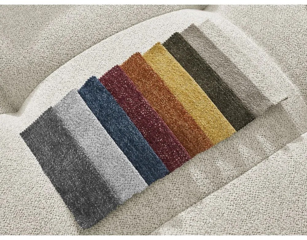 Biały rozkładany/ze schowkiem narożnik z tkaniny szenilowej (lewostronny/z szezlongiem) Roxelane – Bobochic Paris