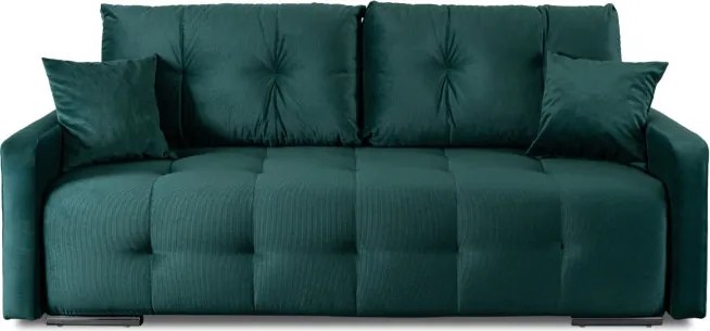 Sofa z Funkcją Spania FAVIO Wersalka Rozkładana Dwuosobowa Welurowa Zielona Nowoczesna do Salonu