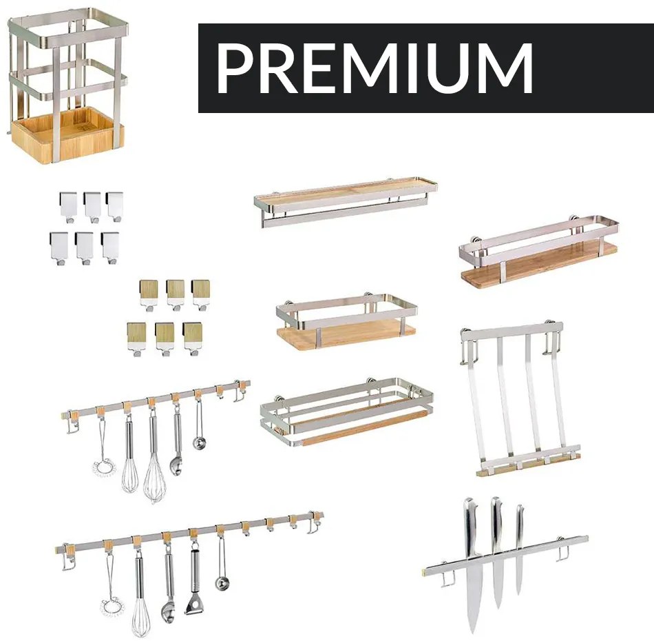 Półka kuchenna na przyprawy z relingiem Bamboo Premium, WENKO