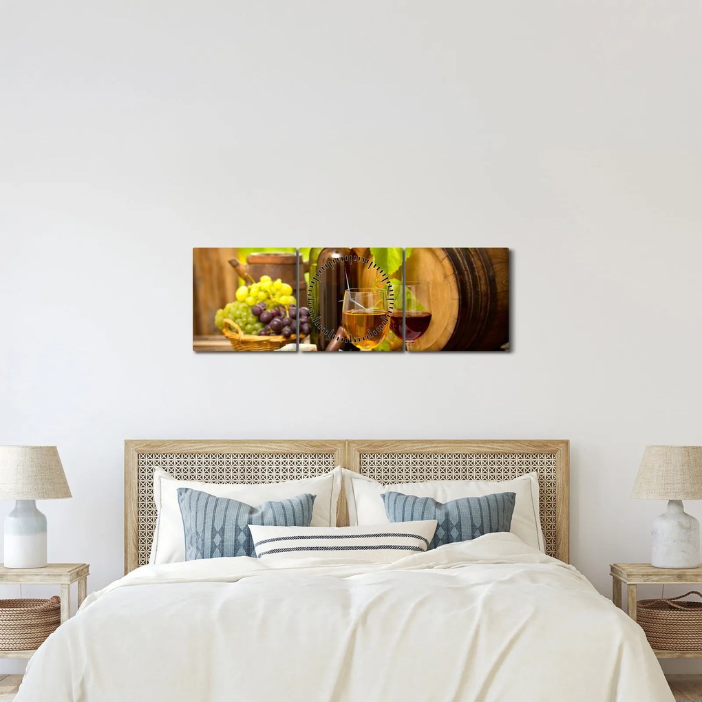 Obraz - Wina (z zegarem) (90x30 cm)