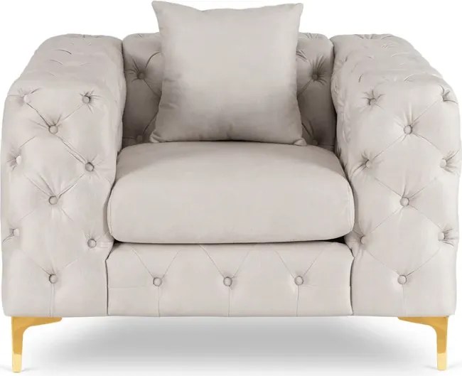Fotel Wypoczynkowy SORRENTO 1S Kremowy Welurowy Glamour