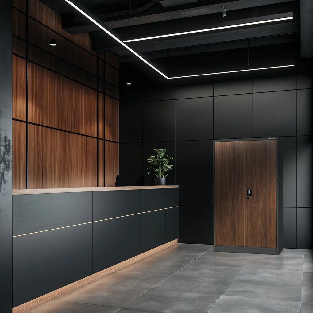 Szafa biurowa Eco Design Kevin 90x40x140 cm antracyt/orzech