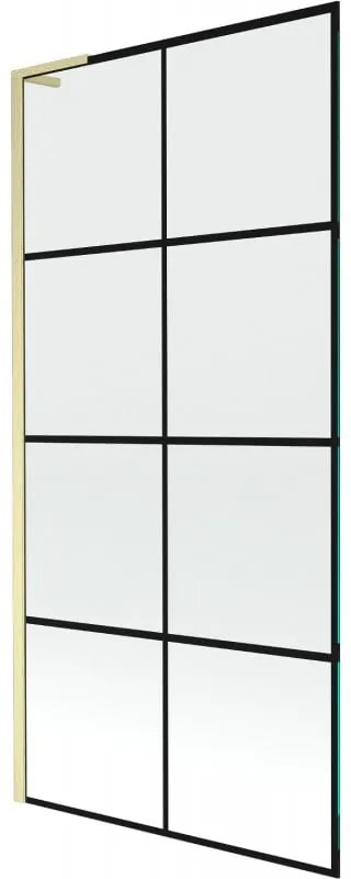 Mexen Next L parawan nawannowy 1-skrzydłowy 90 x 150 cm, czarny wzór, złoty szczotkowany - 895-090-000-03-77-55