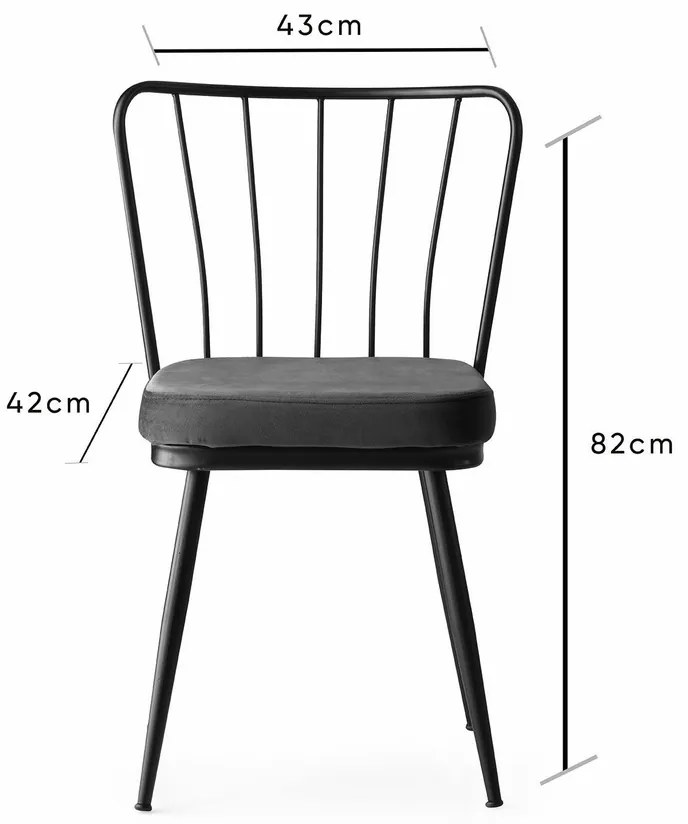Zestaw krzeseł do jadalni Yildiz Anthracite, 4szt., 4 szt.