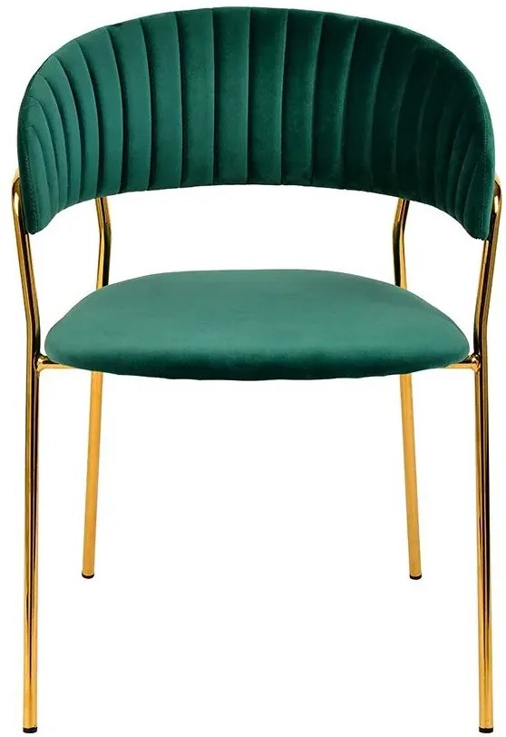 Zielone tapicerowane krzesło welurowe w stylu glamour H7-F48