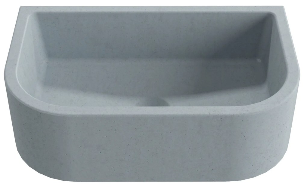 Umywalka betonowa półokrągła wisząca / nablatowa bez otworu na baterię 49 x 30 cm PALANGA | różne kolory : Kolor - Ciemny szary, Typ montażu - nablatowa