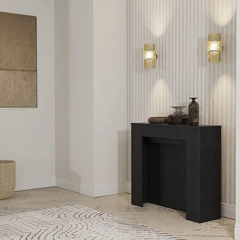 CLARA - Smukły antracytowy rozkładany stół konsolowy od 25 cm do 2 metrów - zintegrowane przedłużenia - do 8 osób - darmowa dostawa