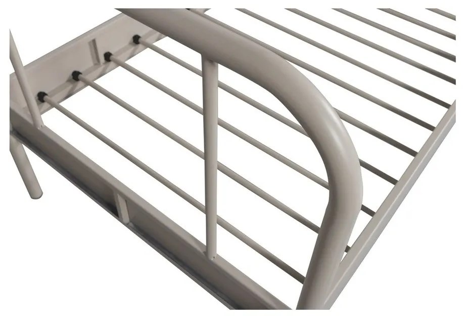 Beżowe metalowe łóżko jednoosobowe ze stelażem 90x200 cm Mata – WOOOD