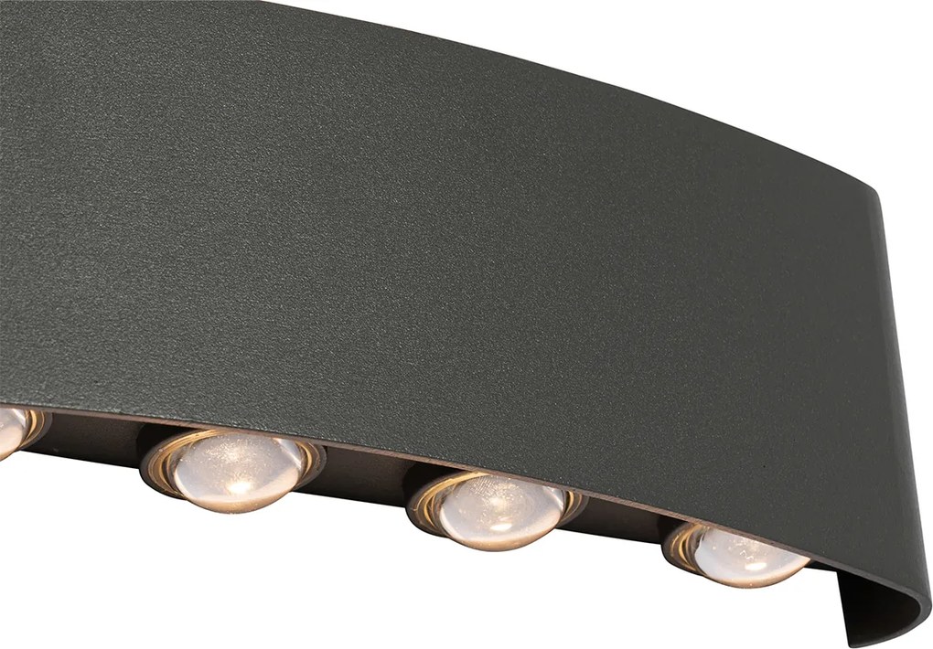 Lampa ścienna zewnętrzna ciemnoszara z LED 10-punktowym IP54 - Silly