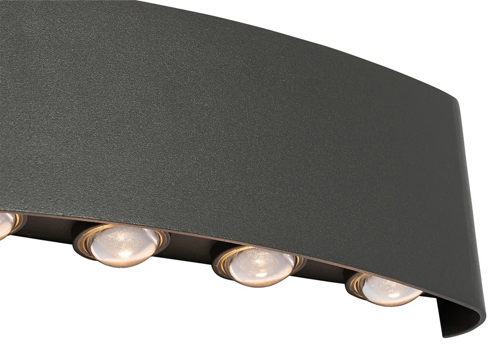 Zewnetrzna Lampa ścienna zewnętrzna ciemnoszara z LED 10-punktowym IP54 - Silly Nowoczesny Oswietlenie zewnetrzne