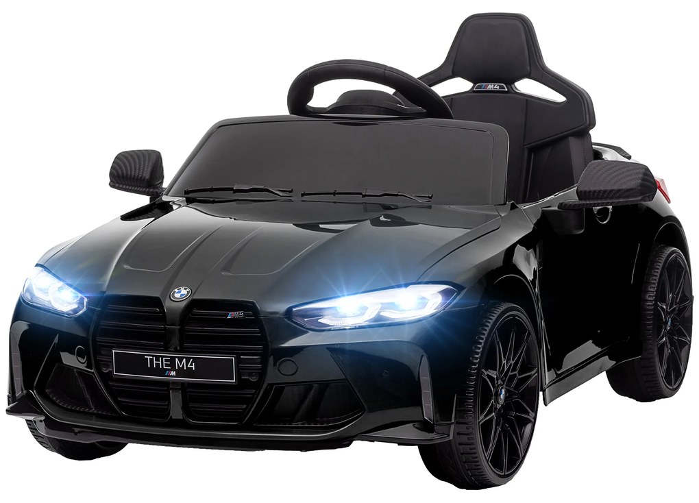 AIYAPLAY Elektryczny samochód dla dzieci BMW M4, z dźwiękiem i światłem, 3-5 km/h, z pilotem, dla dzieci 3-5 lat, Czarny