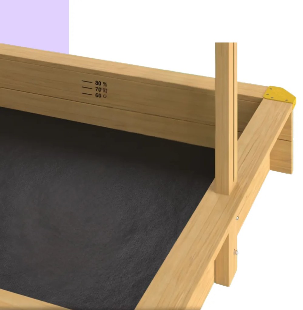 Piaskownica z baldachimem SANDY, drewno świerkowe, 120x120x120cm Jurhan