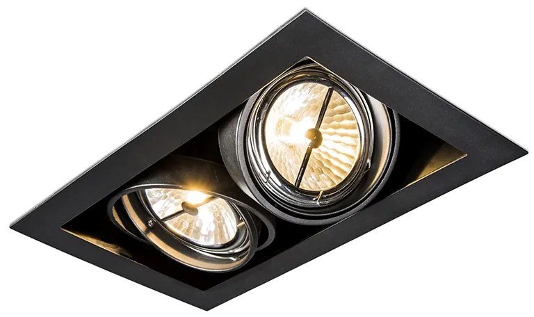Wpuszczany reflektor czarny AR111 regulowany 2-światła - OneonDesignerski Oswietlenie wewnetrzne