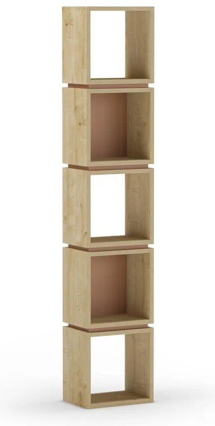 Ceglasty regał w dekorze dębu 32x167 cm Lofty – Marckeric