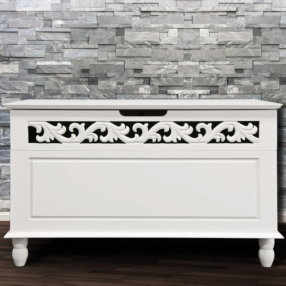 Skrzynia drewniana JERSEY, 80x40x48cm, biała Casaria