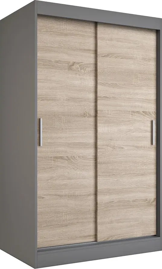 Szafa przesuwna antracyt + dąb sonoma 120 cm E8-A85