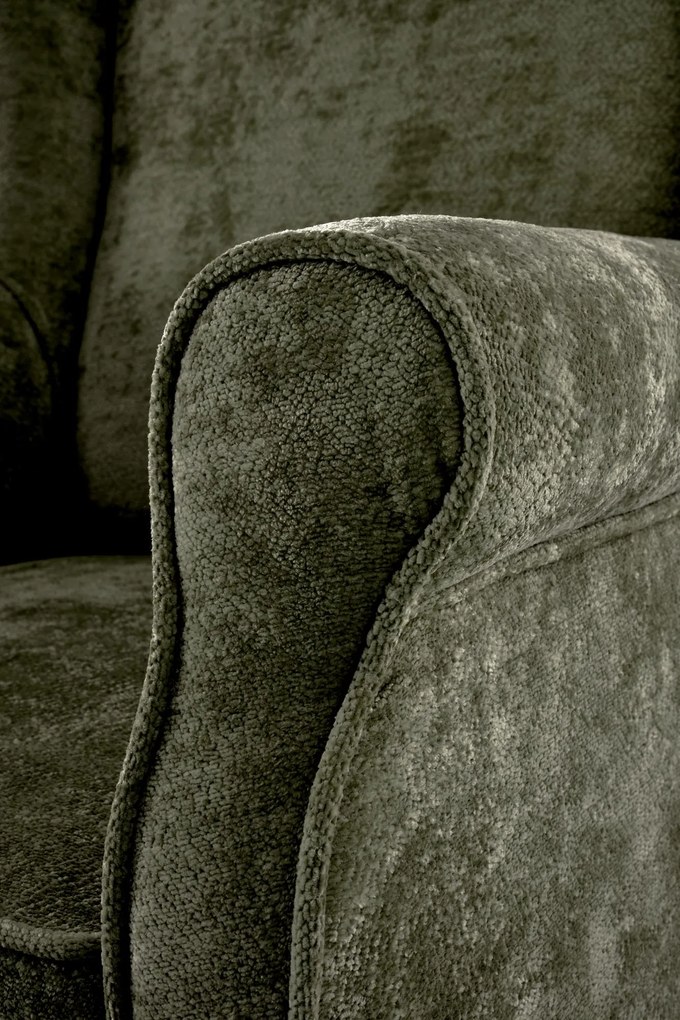 Fotel wypoczynkowy klasyczny uszak HERMES oliwkowy tkanina MARKOS 14-#12