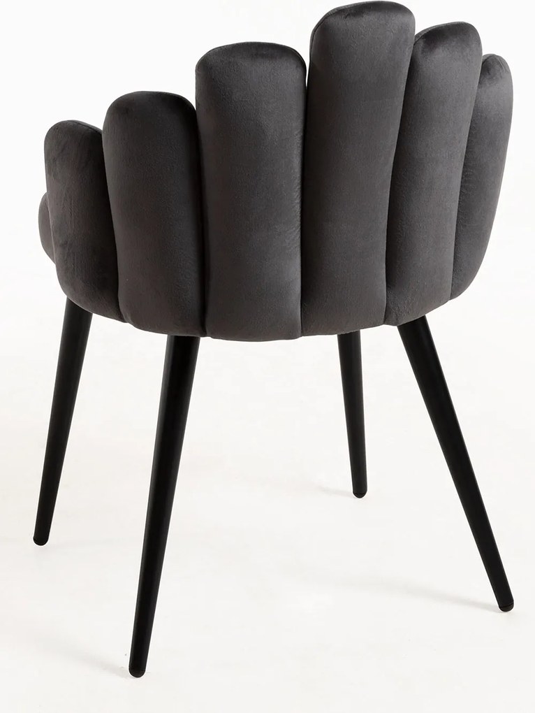 Zestaw 4 Krzese Hand Aksamitne Czarne Nogi