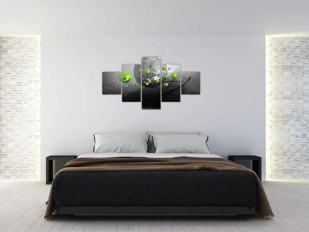 Obraz zielonych abstrakcyjnych kul (125x70 cm)