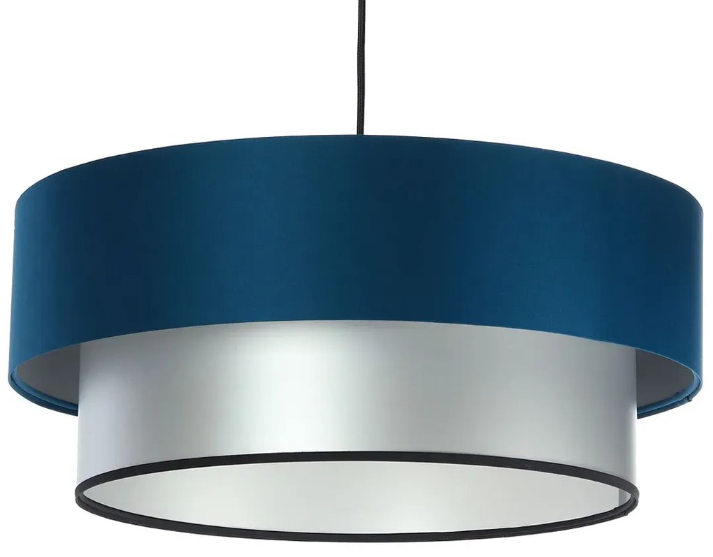 Srebrno-granatowa lampa wisząca z abażurem - 6X S416 R6-P04
