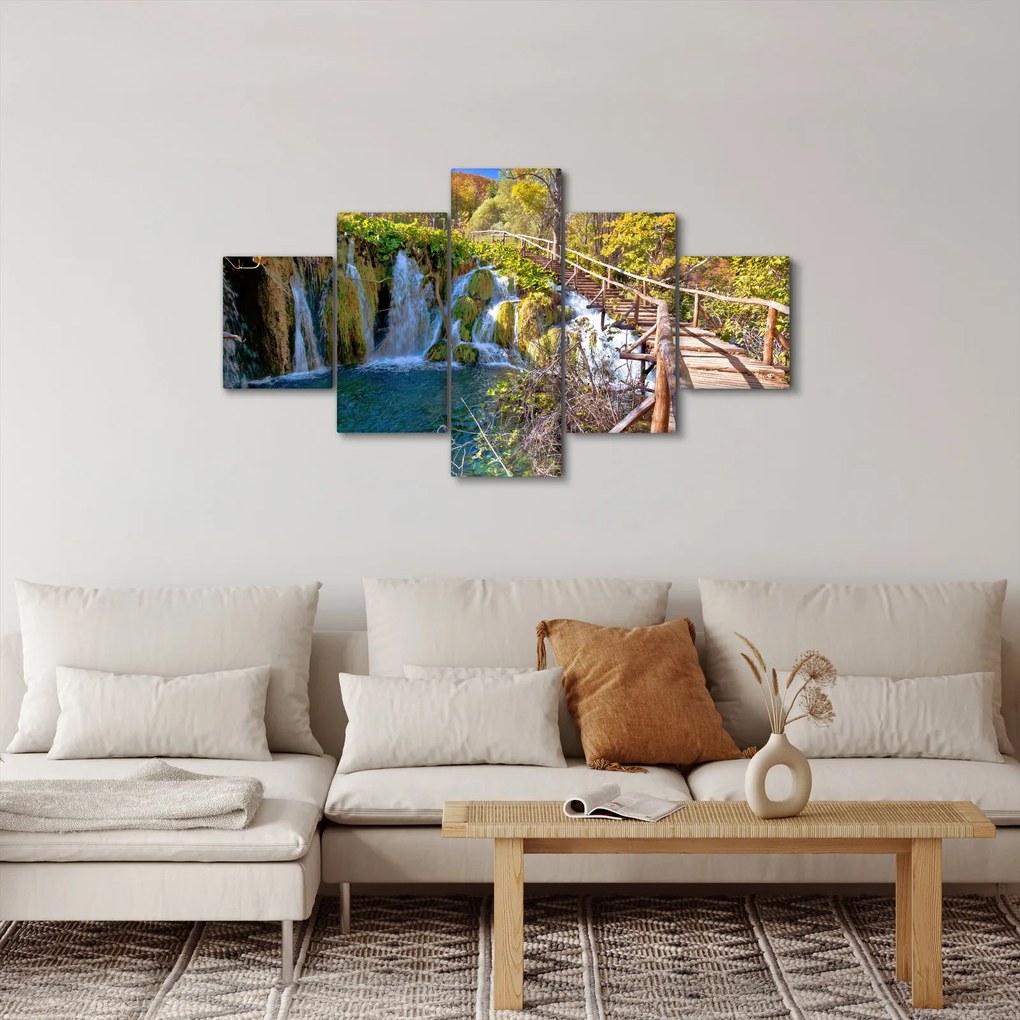 Obraz - Wejście na wodospady (125x70 cm)